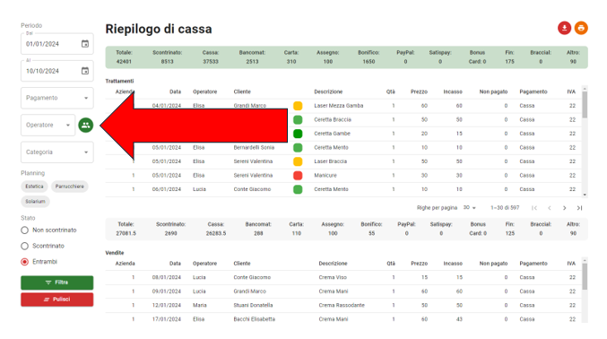Come visualizzare incasso del centro estetico